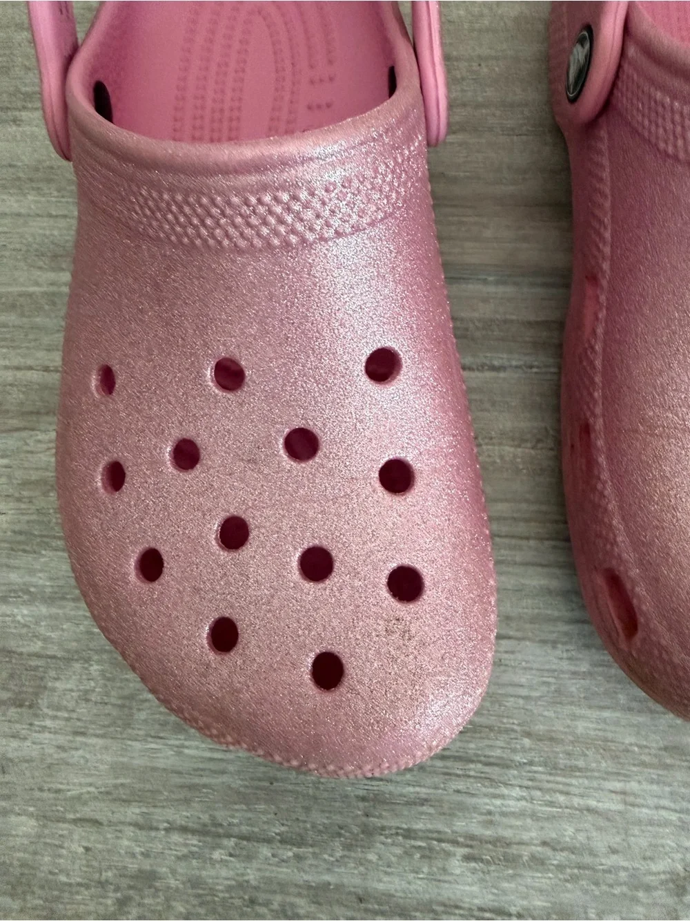 CROCS Glitter Pink Slip-On Waterproof Lightweight Clog Sandals Shoes 2